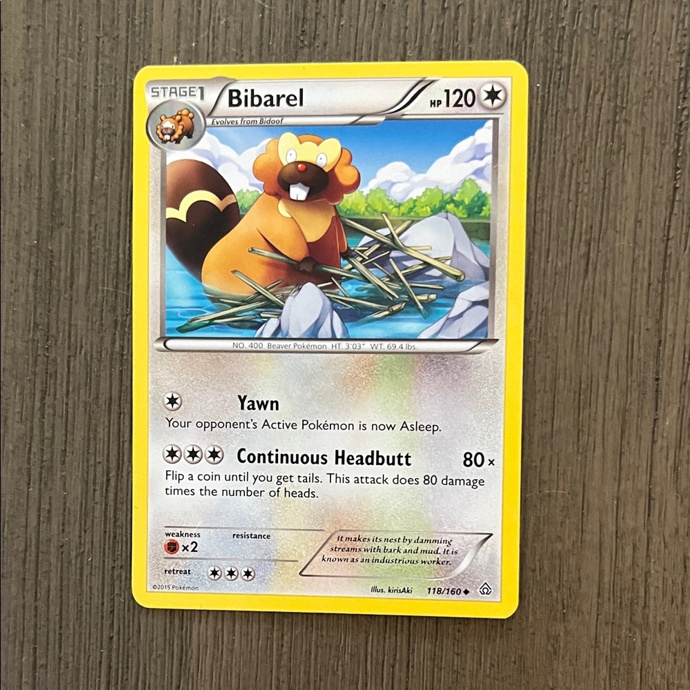 Pokemon Trading Card - Bibarel with Yellow Border